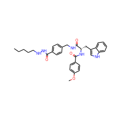 CCCCCNNC(=O)c1ccc(CNC(=O)[C@H](Cc2c[nH]c3ccccc23)NC(=O)c2ccc(OC)cc2)cc1 ZINC001772644476