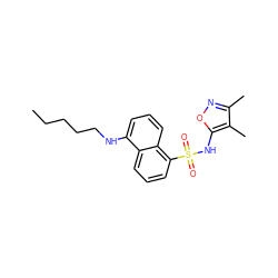 CCCCCNc1cccc2c(S(=O)(=O)Nc3onc(C)c3C)cccc12 ZINC000013741050