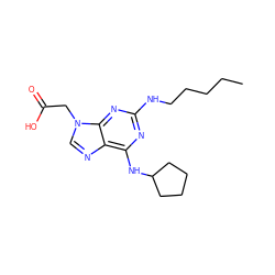 CCCCCNc1nc(NC2CCCC2)c2ncn(CC(=O)O)c2n1 ZINC000066100319