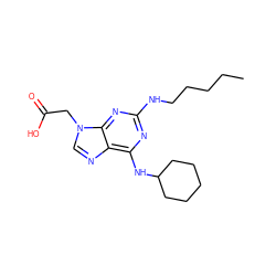 CCCCCNc1nc(NC2CCCCC2)c2ncn(CC(=O)O)c2n1 ZINC000066100322