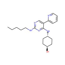 CCCCCNc1ncc(-c2ccccn2)c(N[C@H]2CC[C@H](O)CC2)n1 ZINC000261088740