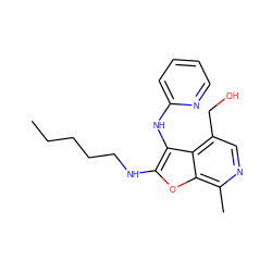 CCCCCNc1oc2c(C)ncc(CO)c2c1Nc1ccccn1 ZINC000095571704