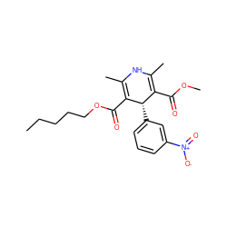 CCCCCOC(=O)C1=C(C)NC(C)=C(C(=O)OC)[C@@H]1c1cccc([N+](=O)[O-])c1 ZINC000045339460