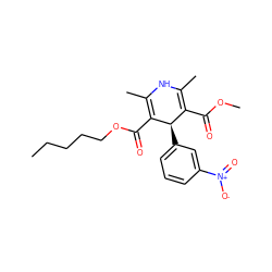 CCCCCOC(=O)C1=C(C)NC(C)=C(C(=O)OC)[C@H]1c1cccc([N+](=O)[O-])c1 ZINC000045339462