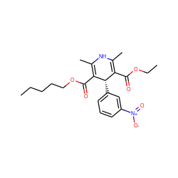 CCCCCOC(=O)C1=C(C)NC(C)=C(C(=O)OCC)[C@@H]1c1cccc([N+](=O)[O-])c1 ZINC000049088431