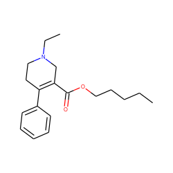 CCCCCOC(=O)C1=C(c2ccccc2)CCN(CC)C1 ZINC000013782799