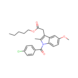 CCCCCOC(=O)Cc1c(C)n(C(=O)c2ccc(Cl)cc2)c2ccc(OC)cc12 ZINC000026733493