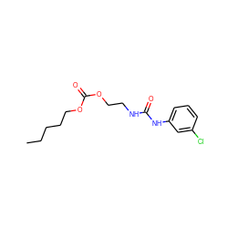 CCCCCOC(=O)OCCNC(=O)Nc1cccc(Cl)c1 ZINC000013560463