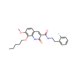 CCCCCOc1c(OC)ccc2cc(C(=O)NCCc3ccccc3F)c(=O)[nH]c12 ZINC000197592085