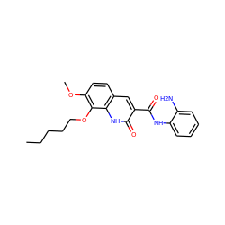 CCCCCOc1c(OC)ccc2cc(C(=O)Nc3ccccc3N)c(=O)[nH]c12 ZINC000013683974