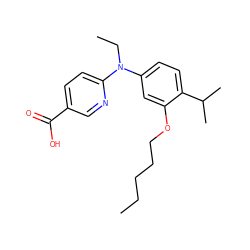 CCCCCOc1cc(N(CC)c2ccc(C(=O)O)cn2)ccc1C(C)C ZINC000066112570