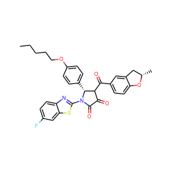 CCCCCOc1ccc([C@@H]2C(C(=O)c3ccc4c(c3)C[C@H](C)O4)C(=O)C(=O)N2c2nc3ccc(F)cc3s2)cc1 ZINC000098048043