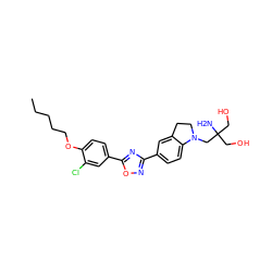 CCCCCOc1ccc(-c2nc(-c3ccc4c(c3)CCN4CC(N)(CO)CO)no2)cc1Cl ZINC000114102490