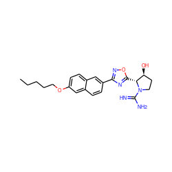 CCCCCOc1ccc2cc(-c3noc([C@@H]4[C@@H](O)CCN4C(=N)N)n3)ccc2c1 ZINC000653887521