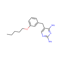 CCCCCOc1cccc(Cc2cnc(N)nc2N)c1 ZINC000013801429