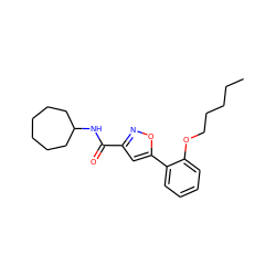 CCCCCOc1ccccc1-c1cc(C(=O)NC2CCCCCC2)no1 ZINC000096913500