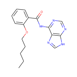 CCCCCOc1ccccc1C(=O)Nc1ncnc2[nH]cnc12 ZINC001772642179