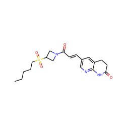 CCCCCS(=O)(=O)C1CN(C(=O)/C=C/c2cnc3c(c2)CCC(=O)N3)C1 ZINC000169707525