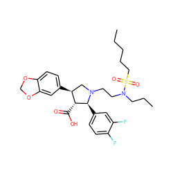 CCCCCS(=O)(=O)N(CCC)CCN1C[C@H](c2ccc3c(c2)OCO3)[C@@H](C(=O)O)[C@@H]1c1ccc(F)c(F)c1 ZINC000026969036