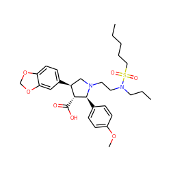 CCCCCS(=O)(=O)N(CCC)CCN1C[C@H](c2ccc3c(c2)OCO3)[C@@H](C(=O)O)[C@@H]1c1ccc(OC)cc1 ZINC000026963176