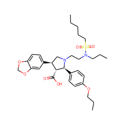 CCCCCS(=O)(=O)N(CCC)CCN1C[C@H](c2ccc3c(c2)OCO3)[C@@H](C(=O)O)[C@@H]1c1ccc(OCCC)cc1 ZINC000026974508