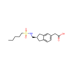 CCCCCS(=O)(=O)NC[C@@H]1Cc2ccc(CC(=O)O)cc2C1 ZINC000027329334