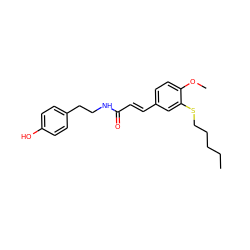 CCCCCSc1cc(/C=C/C(=O)NCCc2ccc(O)cc2)ccc1OC ZINC000034023604