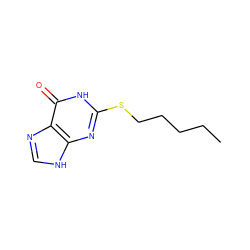 CCCCCSc1nc2[nH]cnc2c(=O)[nH]1 ZINC000013756632