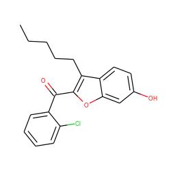 CCCCCc1c(C(=O)c2ccccc2Cl)oc2cc(O)ccc12 ZINC000013818642