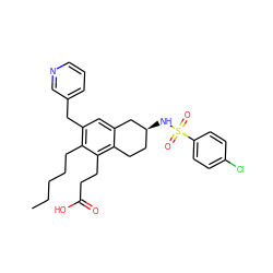 CCCCCc1c(Cc2cccnc2)cc2c(c1CCC(=O)O)CC[C@H](NS(=O)(=O)c1ccc(Cl)cc1)C2 ZINC000029205717