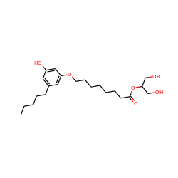 CCCCCc1cc(O)cc(OCCCCCCCC(=O)OC(CO)CO)c1 ZINC000073170229