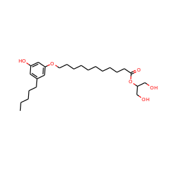 CCCCCc1cc(O)cc(OCCCCCCCCCCC(=O)OC(CO)CO)c1 ZINC000073170230