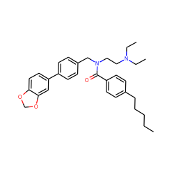 CCCCCc1ccc(C(=O)N(CCN(CC)CC)Cc2ccc(-c3ccc4c(c3)OCO4)cc2)cc1 ZINC000034802892