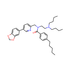 CCCCCc1ccc(C(=O)N(CCN(CCCC)CCCC)Cc2ccc(-c3ccc4c(c3)OCO4)cn2)cc1 ZINC000034802906