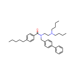 CCCCCc1ccc(C(=O)N(CCN(CCCC)CCCC)Cc2ccc(-c3ccccc3)cc2)cc1 ZINC000034802924