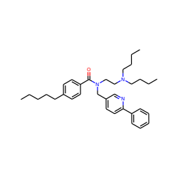 CCCCCc1ccc(C(=O)N(CCN(CCCC)CCCC)Cc2ccc(-c3ccccc3)nc2)cc1 ZINC000034802976