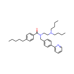 CCCCCc1ccc(C(=O)N(CCN(CCCC)CCCC)Cc2ccc(-c3ccccn3)cc2)cc1 ZINC000034802831