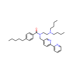 CCCCCc1ccc(C(=O)N(CCN(CCCC)CCCC)Cc2ccc(-c3ccccn3)nc2)cc1 ZINC000034802914