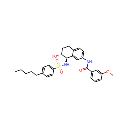 CCCCCc1ccc(S(=O)(=O)N[C@@H]2c3cc(NC(=O)c4cccc(OC)c4)ccc3CC[C@H]2O)cc1 ZINC000040880624