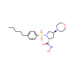 CCCCCc1ccc(S(=O)(=O)N2C[C@@H](N3CCOCC3)C[C@@H]2C(=O)NO)cc1 ZINC000013835747