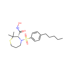 CCCCCc1ccc(S(=O)(=O)N2CCCSC(C)(C)[C@@H]2C(=O)NO)cc1 ZINC000013801772