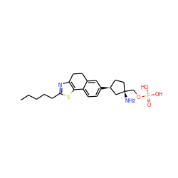 CCCCCc1nc2c(s1)-c1ccc([C@H]3CC[C@](N)(COP(=O)(O)O)C3)cc1CC2 ZINC000117195955