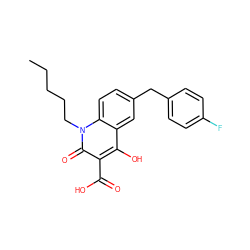 CCCCCn1c(=O)c(C(=O)O)c(O)c2cc(Cc3ccc(F)cc3)ccc21 ZINC000040867320