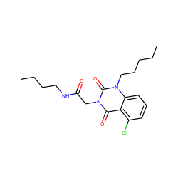 CCCCCn1c(=O)n(CC(=O)NCCCC)c(=O)c2c(Cl)cccc21 ZINC001772657387