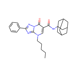 CCCCCn1cc(C(=O)NC23CC4CC(CC(C4)C2)C3)c(=O)n2nc(-c3ccccc3)nc12 ZINC000095595319