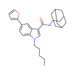 CCCCCn1cc(C(=O)NC23CC4CC(CC(C4)C2)C3)c2cc(-c3ccco3)ccc21 ZINC000084741648