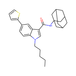 CCCCCn1cc(C(=O)NC23CC4CC(CC(C4)C2)C3)c2cc(-c3cccs3)ccc21 ZINC000084742014