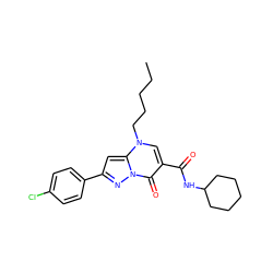 CCCCCn1cc(C(=O)NC2CCCCC2)c(=O)n2nc(-c3ccc(Cl)cc3)cc12 ZINC000096908232