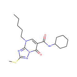 CCCCCn1cc(C(=O)NC2CCCCC2)c(=O)n2nc(SC)nc12 ZINC000653737512