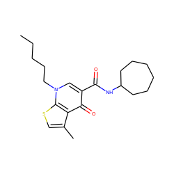 CCCCCn1cc(C(=O)NC2CCCCCC2)c(=O)c2c(C)csc21 ZINC000095593661